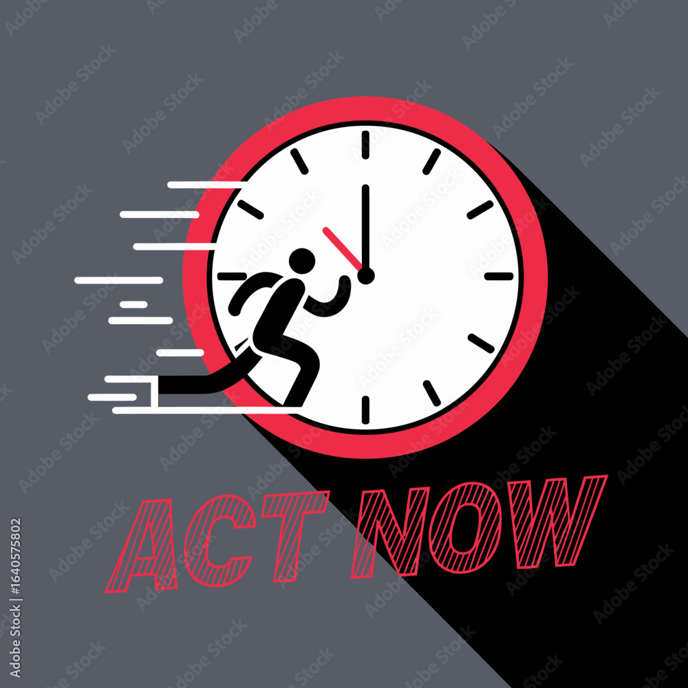 Aufkleber dynamic human figure running integrated with clock face representing urgency and time management con