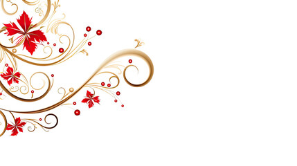 Christmas corner element for Xmas cards festive decoration design isolated on white background