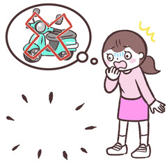 バイクをなくした女性のイラスト