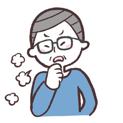 	咳をするシニア男性のイラスト