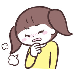 咳をする女の子のイラスト