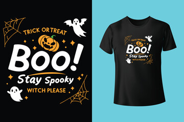 Halloween T-shirt design costume template. Happy halloween scary trendy vector t-shirt design. Halloween vector clothing apparel t-shirt design