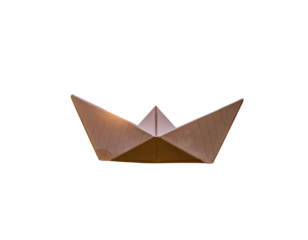 Handmade Paper Boat on Rippling Water Isolated on Transparent Background PNG