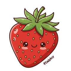 Obraz premium Cute Cartoon Strawberry Illustration with Transparent Background