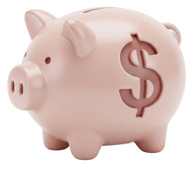 Obraz premium A pink piggy bank with a dollar sign, symbolizing savings and financial management.