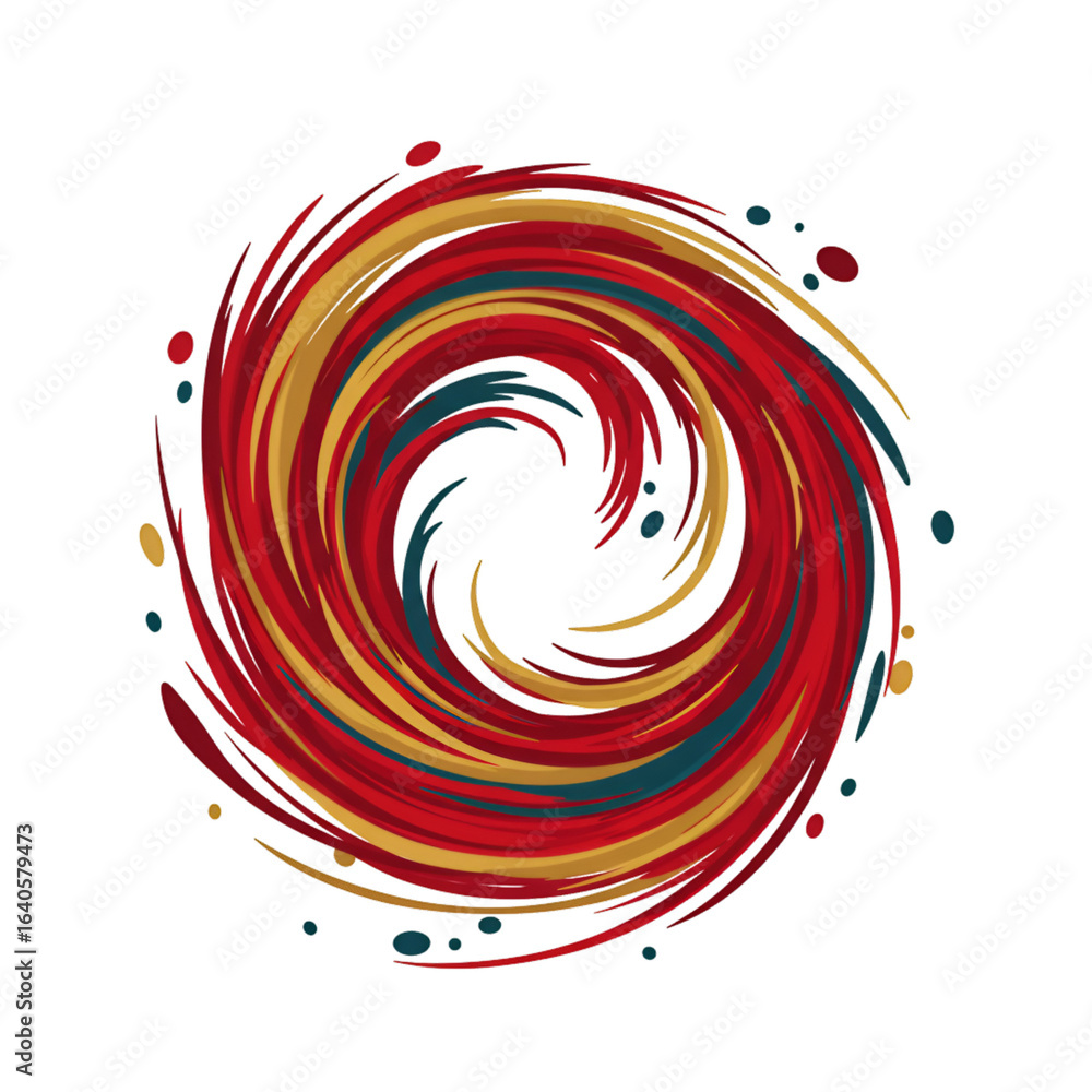 Poster dynamic abstract illustration of a colorful swirling vortex against transparent background