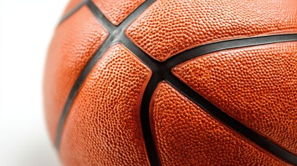 Fototapeta premium Close-up of an Orange Basketball with Black Lines Showing Leather Texture for Sports Content