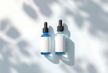 Top View of Serum Bottle with Leaf – Natural Product Style