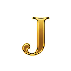 Golden Letter J Illustration On Transparent Background With Elegant Design