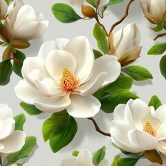 Floral magnolia pattern, delicate blooms