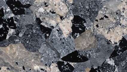Fototapeta premium Seamless texture of polished granite surface, speckled black, white, and gray mineral patterns, photoreal detail