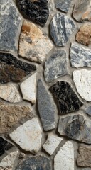 Fototapeta premium Close-up of a textured stone wall, various shapes and colors