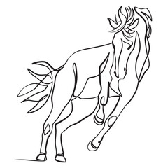 Chinese New Year 2026, the year of the Horse, red and gold line art characters, simple hand-drawn Asian elements with craft (Chinese translation: Happy Chinese New Year 2026, year of the Horse)