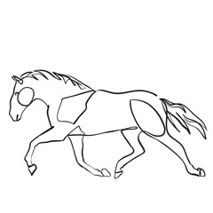 Chinese New Year 2026, the year of the Horse, red and gold line art characters, simple hand-drawn Asian elements with craft (Chinese translation: Happy Chinese New Year 2026, year of the Horse)