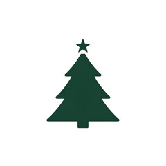 Isolated Green Christmas Tree Silhouette with Star Illustration