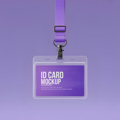 Set of realistic ID card holder mockups with lanyard in various angles and lighting, PSD templates for branding, corporate design, and event pass presentation