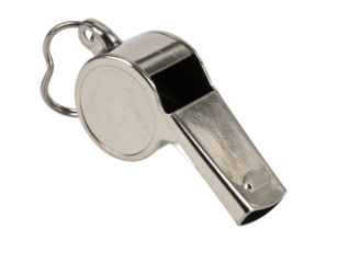 Metal Sports Whistle with Keyring Isolated on Transparent Background PNG