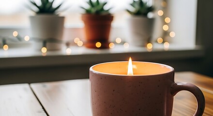 Warm Candlelight Illuminates Cozy Autumn Afternoon Ambiance