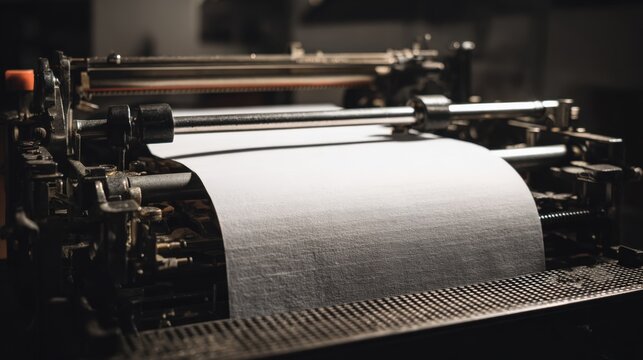 Vintage Typewriter Ready for Use with Blank White Paper in Preparation for Writing