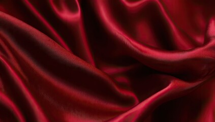 Fototapeta premium Deep crimson satin draped in soft folds