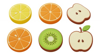 Colorful fruit slices collection