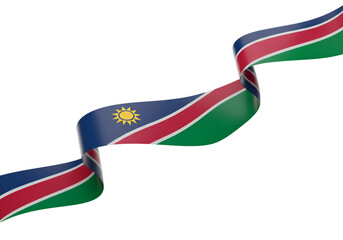 Namibia Flag Ribbon Waving Design Isolated On Transparent Background