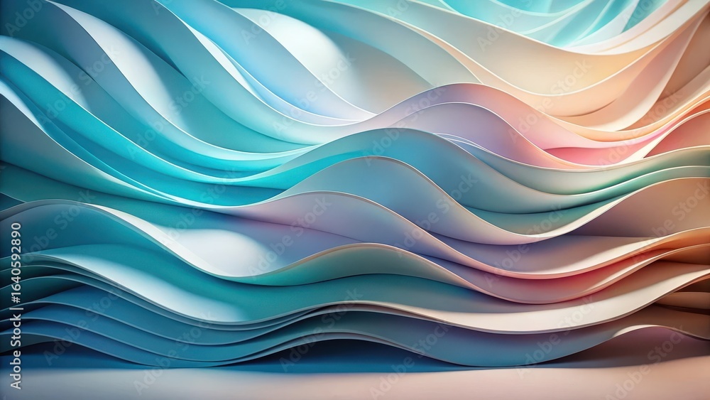 Poster abstract pastel wave layers a serene visual composition of undulating forms