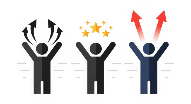 Ai generated image of three figures showing success, achievement and growth isolated on transparent background