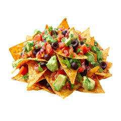 tex-mex mexican nachos isolated on a white background