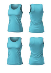 Realistic 3D Illustration of a Light Blue Tank Top Isolated on Transparent Background