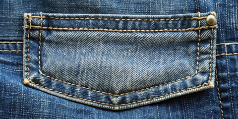Close-up Detailed View of a Denim Pocket with Subtle Stitching and Textured Fabric