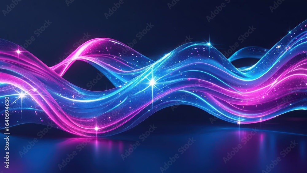 Poster abstract glowing waves create a futuristic background with dynamic energy and vibrant neon colors fo