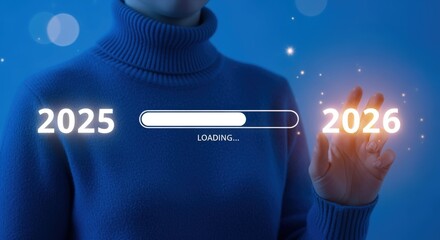 Transitioning from 2025 to 2026: A Conceptual Image of Progress and Anticipation in Digital Blue