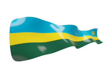 Rwanda Flag Waving 3D Rendered Illustration on Transparent Isolated Background