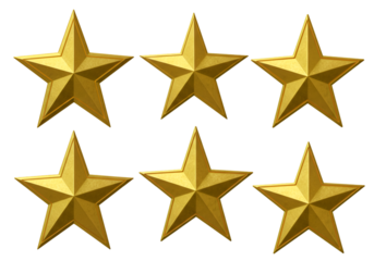 Six Golden Stars Illustration Isolated On Transparent Background