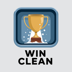 Golden trophy award for winning a clean competition or fair play in sports symbolizing achievement and integrity with a stylized background of snow and light