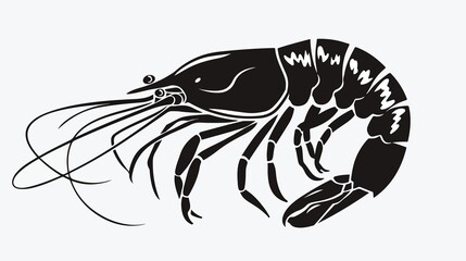 Elegant black shrimp illustration perfect for seafood restaurant menus and coastal branding