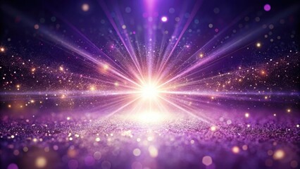 Naklejka premium Radiant Purple Glitter Burst A Festive Background of Sparkling Light Rays and Shimmering Particles