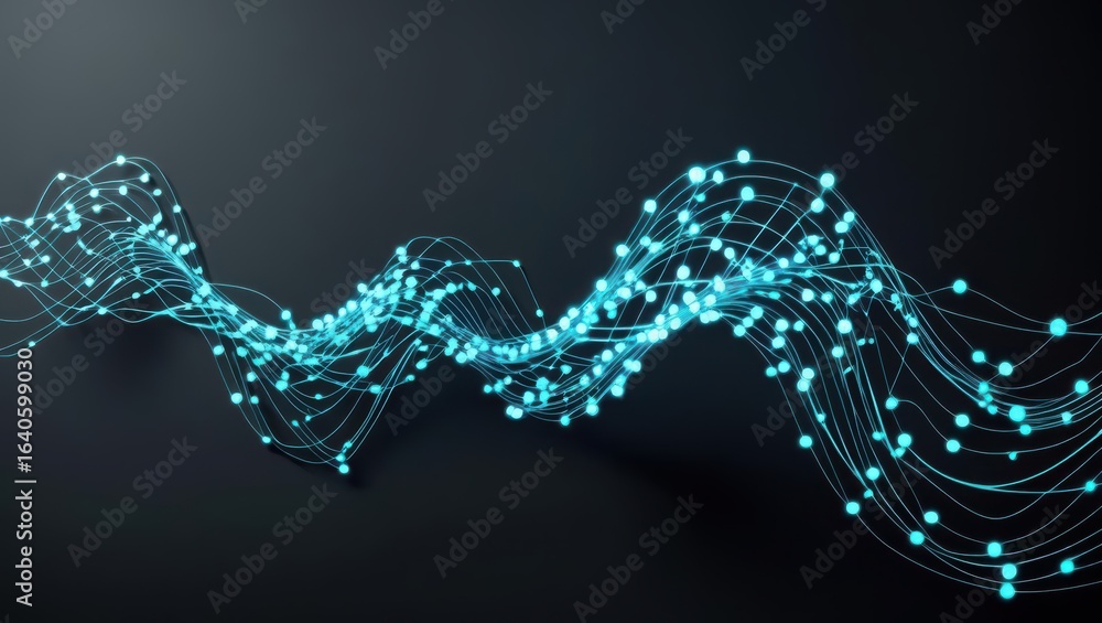 Poster an abstract visualization depicts glowing blue nodes interconnected by delicate lines, forming a dyn