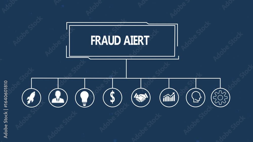Poster Business fraud aiert concept showing teamwork process, business insights from large data sets, Animated data analytics banner web icons isolated on transparent background.