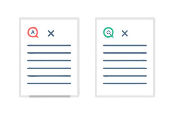 Correct and incorrect answers on documents