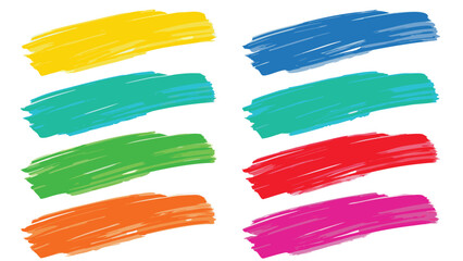 Illustration of eight colorful brush strokes arranged in two columns on a white background art design