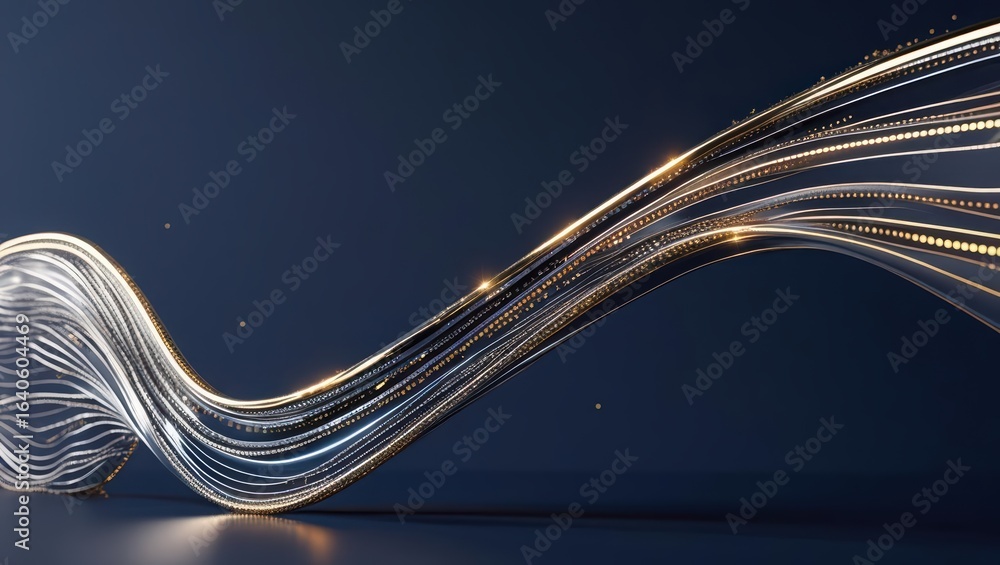 Poster abstract glowing lines gracefully curve and intertwine, suggesting connectivity, data flow, and futu