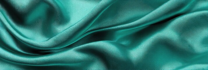 Teal silk fabric with soft, flowing folds