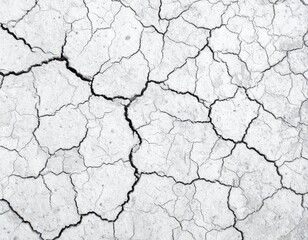 Fototapeta premium A close-up view of cracked, dry earth, showcasing a network of fissures and texture indicative of drought or arid conditions.