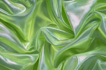 Flowing, vibrant lime green fabric drapes in soft folds