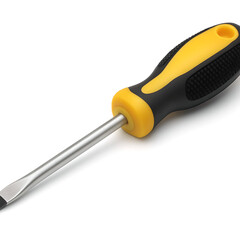 Flathead screwdriver. Close-up on an isolated white background.