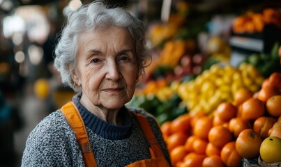 Elderly woman concerned with rising food prices and inflation, highlighting the challenges older generations face in the modern economy, Generative AI