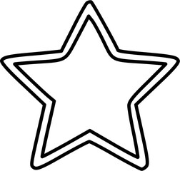 Obraz premium A simple, hand-drawn outline of a five-pointed star with a double border, presented in black and white against a white background.