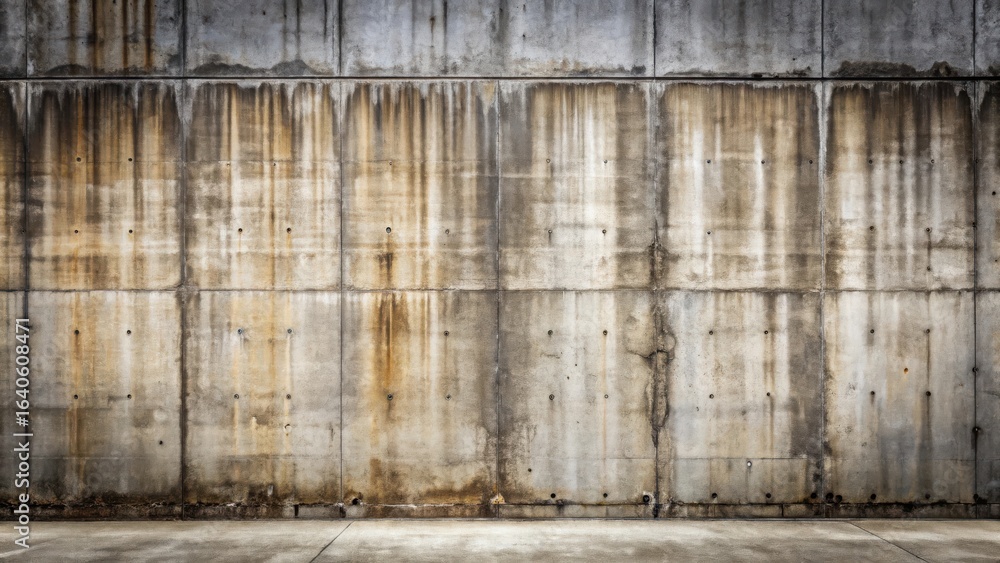 Poster a weathered concrete wall with a smooth ground surface ideal for textured backgrounds and design pro
